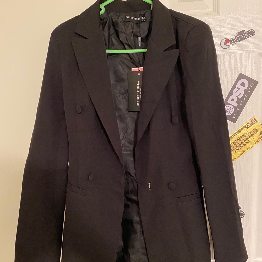 Black double breasted women blazer - Picture 3 of 5